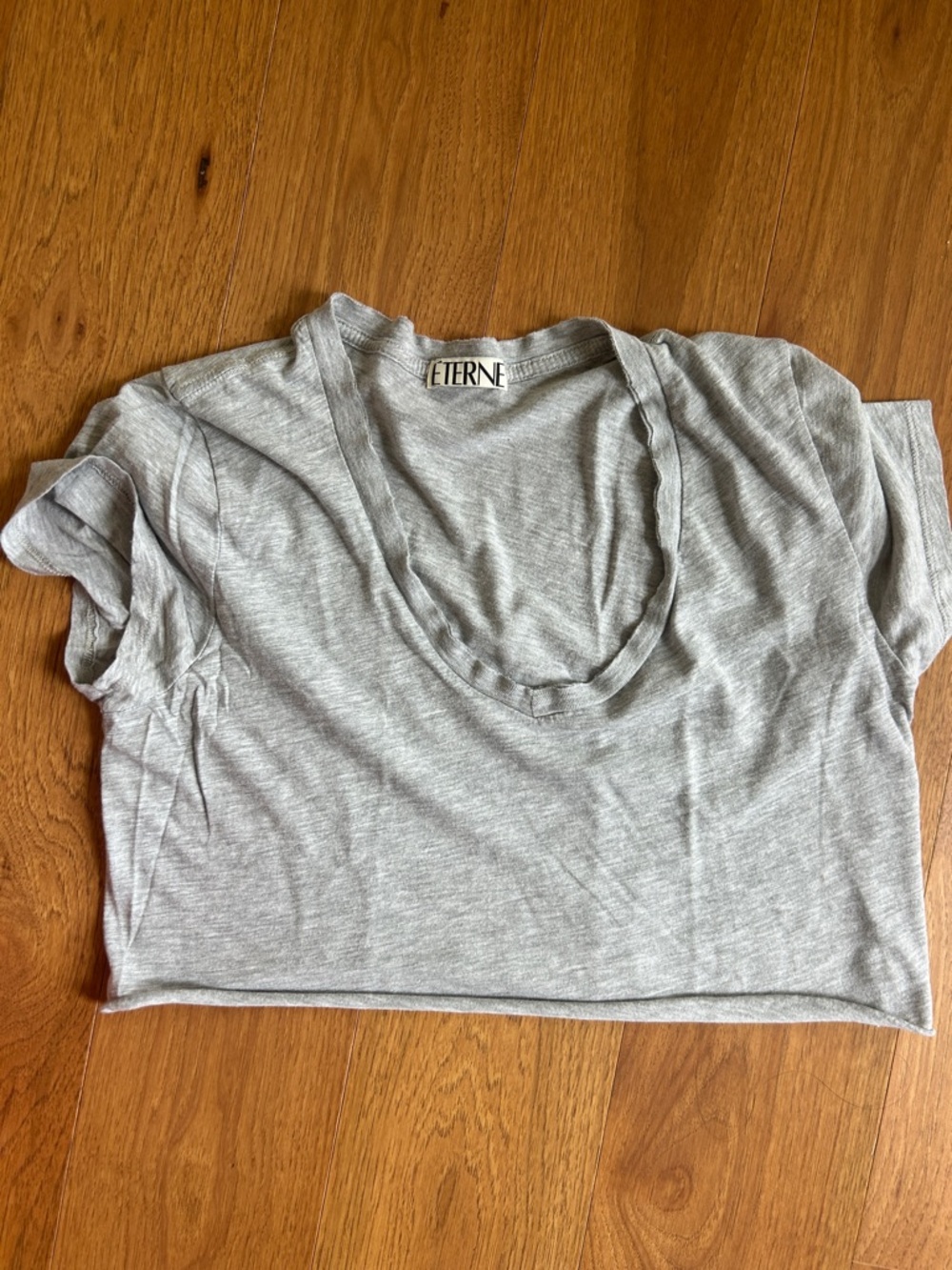 Eterna Light Gray Scoop Neck Crop Top